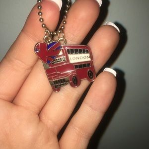 London tour bus and UK heart necklace
